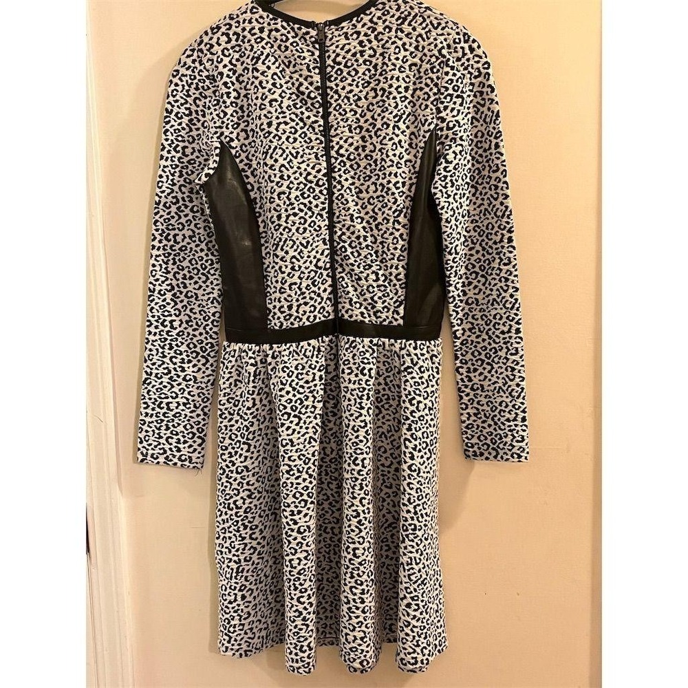 Guess Girls White Leopard Animalier Jacquard Dress Faux Leather Trim Size 16 NEW - Picture 6 of 10